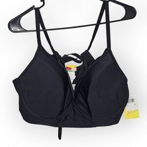 Costa Del Sol by Christina Women's Plus Size Ruffle Bikini Top Black size 1X NWT